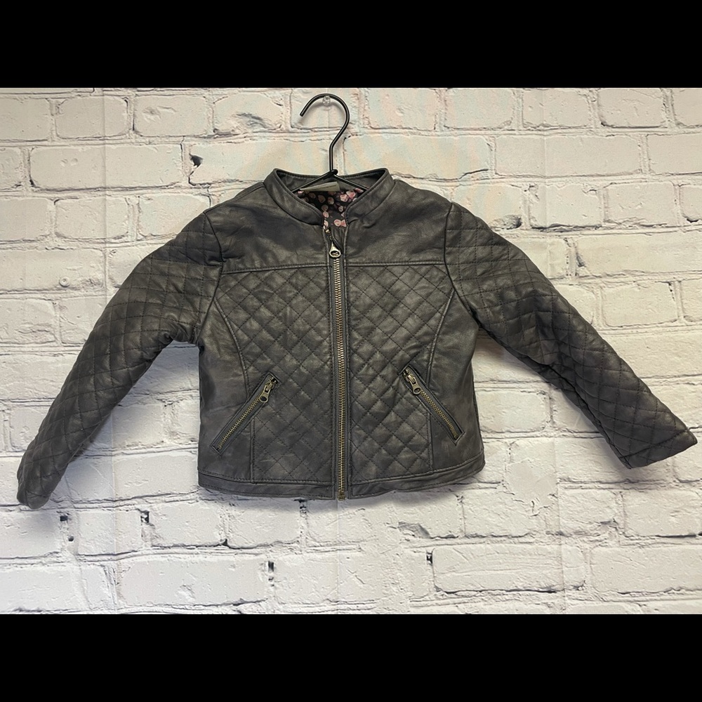 OshKosh Girls Quilted Jacket Lined Faux Leather 3T